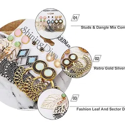 shining diva fashion 6 Pairs Combo Stylish Drop Earrings for Women (Silver Gold)(9919er) image 5