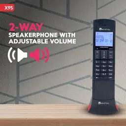 Beetel X95 Flagship Designer Expandable Cordless Landline Phone,Proudly Designed in India,2.4Ghz,Dual Tone,Blue-White LCD,2-Way Speaker Phone,Ringer & Volume Control,Auto Answer,Alarm(X95)(Black/Red) image 3