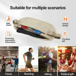 behahai Travel Money Belt with Hidden Waist Pocket, Waterproof Passport Holder, Double Zipper Design, Multi Color image 4