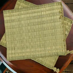 BHUMI Kusha Grass Sitting Mat | Set of 2| Handmade aasan for puja for Sitting (Green, Korai Grasss, Jute Threads, 20 X 20 Inches) image 4