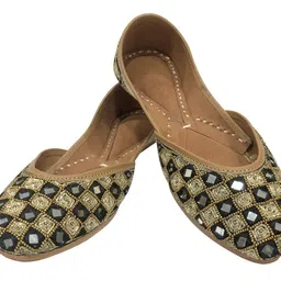 eshoe ethnic Jutti for Ladies Traditional Handmade Mojaris Bridal Punjabi Juttis Wedding Party Shoes Black image 2