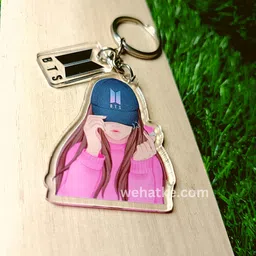 wehatke Acrylic Bts Girl Keychain Signature Bts Tag Hanging | Gift For Girl Uv Printed Keychain, Multi-Coloured image 3