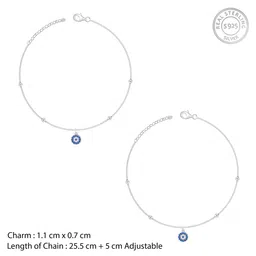 giva 925 Silver Evil Eye Charm Anklet,Single | Gifts for Women and Girls | With Certificate of Authenticity and 925 Stamp | 6 Months Warranty image 4