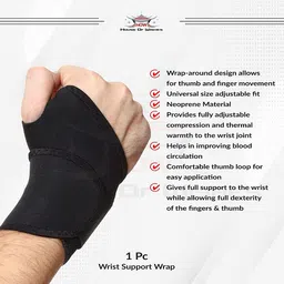 HOW (HOUSE OF WISHES) with Device Neoprene Wrist Fitness Band for Gym Cross-Fit Weight Lifting Power Lifting Calisthenics for Men & Women(Black) image 5