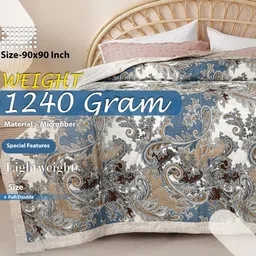 BSB HOME Ultrasonic 280tc All Season Supersoft King Size bedcover/Rajaai Quilted Bedspread Ac Blanket/Comforter for Double Bed Durable and Lightweight 220 x 230 Cm, Abstract Teal & White image 2