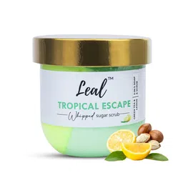Leal Cosmetics Whipped Face & Body Scrub - 200gm (Tropical Escape) | Exfoliator 2 in 1 Green Tea Sugar Scrub & Soap for Dead Skin, Tan Removal & Blackhead Remover | pH Balanced | Sulphate & Paraben Free image 1