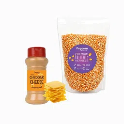 Popcorn & Company Gourmet Popcorn Kernels Seeds (300g) & Cheddar Cheese Seasoning (60g) Non-GMO & Gluten-Free Healthy Snacks, Perfect for Movie Nights & Gatherings image 1