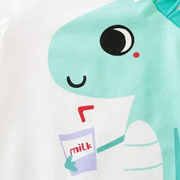 hopscotch Boys and Girls Cotton Graphic Print Bodysuit In White Color image 3