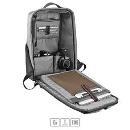 sarrvad Grey-Black Hiking Solar Bagpack 10W, USB Charging Port (12.5 inches, 20 Ltrs) Weatherproof Canvas image 4