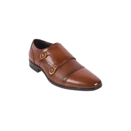 metro Men Leather Adjustable Formal Double Monk Strap Shoes image 3