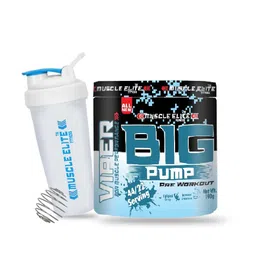 MUSCLE ELITE FITNESS Big Pump Pre Workout Supplement Serving 22/44 is prepared to boost explosive energy, strength, focus, endurance and maximum performance during workout Orange with sipper 190g image 1