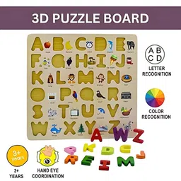 VERNIE Alphabet Puzzle for Kids -3D Wooden Capital Alphabet Board -ABCD Toys for Kids -Learning Letters for Baby Boys and Girls 1+ Year Old image 3