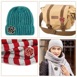 via mazzini Gold Plated Crystals 'Rosalia Éternelle' Red Rose Brooch Cum Saree Pin For Women (Brooch0652) 1 Pc image 5