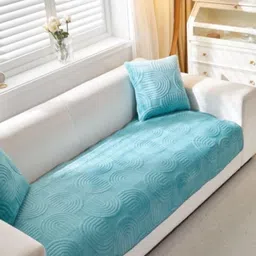 HOMETHREADS Couch/Sofa Covers | Luxurious Slipcover Solutions for Sofas, Armchairs, and Loveseats (T.Blue_Coco, 1 Seater Large| 70x90cm) image 1