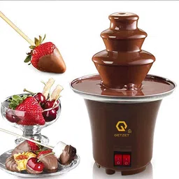 3 Layers Creative Design Mini Chocolate melt Fondue Fountain, Party Fondue, Easy to Assemble Electric Chocolate Melt With Heating Machine For Household Birthday Party, Home. (brown Color) image 4