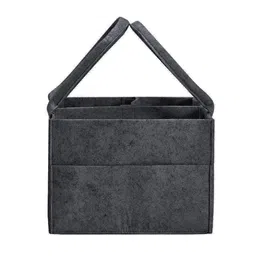 generic Raisa Cute Diaper Caddy Bag Baby Products For Smart Mothers Baby Diaper Caddy Organizers Baby Wipes Felt Storage, Nursery, Foldable And Portable (Grey), Black image 4