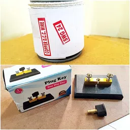 COPPER Connecting Wire Cotton Insulated (100 gm) & ONE WAY PLUG KEY (Brass) for School Science lab Physics lab Experiments/Practicals image 1