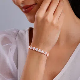 giva 925 Anushka Sharma Rose Gold Studded Flower Bracelet | Gifts for Girlfriend, Gifts for Women & Girls| With Certificate of Authenticity and 925 Stamp | 6 Month Warranty* image 2