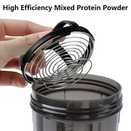 xsuper Protein Shaker Bottle, 16oz Leak Poof Fitness Sports Shaker Water Bottle for Protein Mixes, Portable Blender Bottle with 2 Twist on Cups on Each Bottom for Powder & Capsule Organizer (Black) image 3