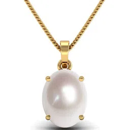 lmdlachama 100% Certified Pearl 5.25 Ratti Natural Pearl Gemstone Original Certified moti panchhdhaatu Gold Pendant for Men and Women image 1