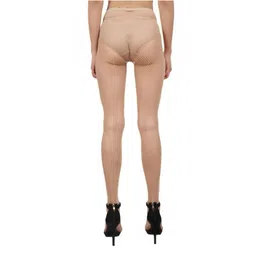 neska moda Women & Girls Nylon Ultra-Thin High-Leg Fishnet Pantyhose Stockings Tights (Black/Beige)-STK95 image 2