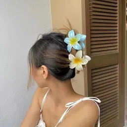 samyak 3 Pcs Resin Flower Hair Claw Clips For Women & Girls | Flower Shape Hair Claw Clip, Random Colors will come (Multicolor) image 4