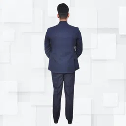 risani Men's 2Pcs Ethnic Contemporary Wedding Bandhgala Jodhpuri Prince Suit Set(Blue) image 2