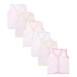 clap Soft Premium Front Button Sleevless Cotton Jhabla for New Born Baby Combo Set of 6 (0-6 Months) White image 1