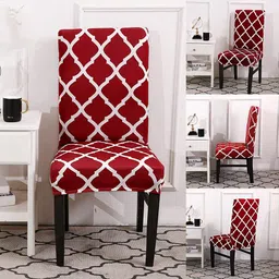 Weavers Villa Elastic Chair Cover Stretch Removable Washable Short Dining Chair Cover Protector Seat Slipcover (Pack of 6, Maroon) image 2