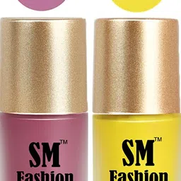 SM FASHION Nail Polishes, Sparkly Pink-Yellow Velvet Matte Nail Paint Combo Set of 2 Pcs 7ml each image 1