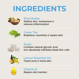 Leal Cosmetics Whipped Face & Body Scrub - 200gm (Tropical Escape) | Exfoliator 2 in 1 Green Tea Sugar Scrub & Soap for Dead Skin, Tan Removal & Blackhead Remover | pH Balanced | Sulphate & Paraben Free image 4