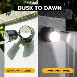 lutec P6221B-D2D 1130 Lumens 15 Watt 28 LED Dual Head Projector Outdoor Dusk to Dawn Waterproof Outdoor Security Wall Lamp for Patio, Garden, Patio, Black image 3