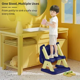 StarAndDaisy Potty Seat for Kids 1-3 Years | Toilet Seat for Kids with Height Adjustable & Removable Soft Cushion, Fits All Western Toilets seat (Blue Yellow) image 3