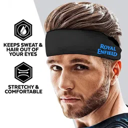 isee 360 Unisex Men Women Headband for Bike Riders Sports Gym Workout Cricket Other Sports (Black, Blue) image 3