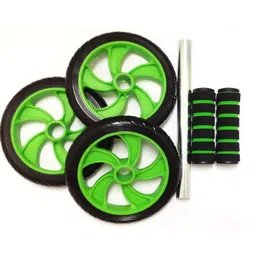 FosCadit 3-in-1 AB Wheel Roller with Knee Pad and Anti-Slip Handles Abdominal Ab Roller Exercise 3 Wheel for Stomach Exercise Training and Fitness Gym Equipment for Man and Woman (Multicolor) image 3