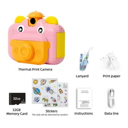 Andoer Children's Camera, Instant Camera, 1080P 12MP Digital Camera, 2.4 Inch IPS Screen, WiFi, 32GB Memory Card, Pink, Gift for Kids image 2