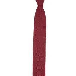 the tie hub Solid Burgundy Knitted Necktie For Men image 3