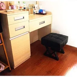 INDIAN DECOR 45778 Comfortable Room Cushioned Stool, Fitting Room Stool, Shoe Bench, Home Makeup Stool, Dressing Stool, Stool, PU Leather Pier, Coffee Table Stool - Black image 5