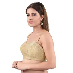 vamas Women's Polyester Padded Self Design Sleeveless Readymade Saree Blouse (SP-01) image 3