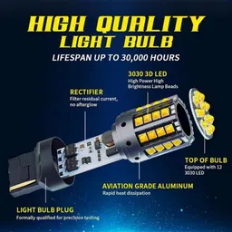 durvient Durvient.com® No Hyperflash Canbus Error Free T20 WY21W 7440 Wedge LED For Car Indicator, Rear Fog, Brake, Parking (Amber, 1 Pair) image 4