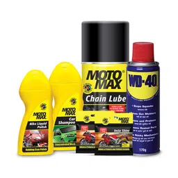 Pidilite Motomax Bike Grooming & Maintenance Mega Kit 1 - Car Shampoo 100 ml, Instashine Polish in Sponge 2N, Bike Polish Liquid 100 ml, Chain Lube 200 ml, WD40 170 g image 1
