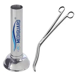 MEDIGUARD Cheatle Forceps With Cheatle Forceps Jar, Stainless Steel (Cheatle Forceps 10" + Cheatle Jar 2" x 7") image 1