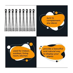 KUMUDAM Plastic Hangers for Basket/Pot | Planter Holder | Hanging Basket Hooks | Flower Pot Hangers for Outdoor and Indoor | (10, Black) image 3