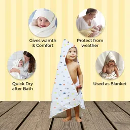 COCOSHELL 100% Muslin Cotton Single Layer Baby Hooded Bath Towel for Newborn | 70x70cm | Extra Soft, Absorbent & Skin Friendly | Pack of 1 image 4