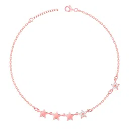 giva 925 Silver Rose Gold Tetrad Stars Anklet,Single | Anklets for Women and Girls | With Certificate of Authenticity and 925 Stamp | 6 Months Warranty image 1