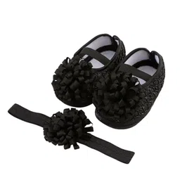 syga Baby Flower Princess Hairband & Shoes Set Soft, Comfortable Fit for Ages 3-18 Month-old's | Ideal for Newborns & Toddlers image 1