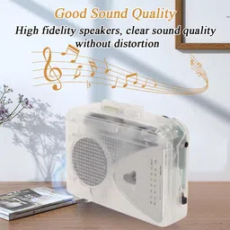 LOCADENCE Portable Cassette Tape Player, Battery and USB Power FM AM Radio with Speaker, Stereo Cassette MP3 Tape Player with 3.5mm Jack, Supports 87‑108MHZ FM and 520‑1600KHZ AM, (Transparent) image 5