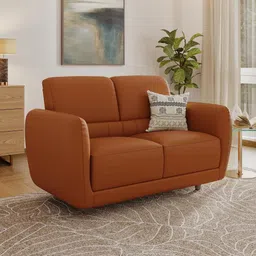 Wakefit Sofa Set | 5 Year Warranty | Sofa 2 Seater, 2 Seater Sofa for Living Room, Wooden Sofa Set, Couch Sofa for Living Room, Sofa for Living Room - Solomon(Robin : Tan) image 1
