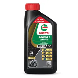 Castrol POWER1 ULTIMATE 10W-50 4T Synthetic Engine Oil for Super Bike | With 5-in-1 Full Synthetic Technology | Meant for High Performance Bikes | BS6 Ready |1.5L (Promo Pack) image 1