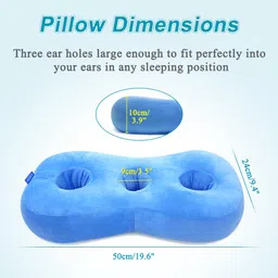 AOSSA Piercing Pillow for Side Sleepers Ear Protector CNH Pillow with Ear Holes for Pressure Sores Ear Pain Relief Headphones Donut Pillow for Head Ear Cushion Side Sleeping Pillow (Blue) image 4